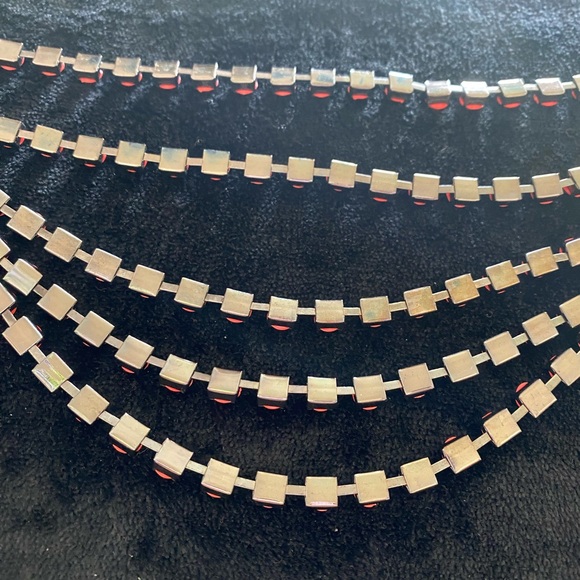 1-Fancy Glass Opal Rhinestones and Black Metal Necklace - Picture 3 of 10